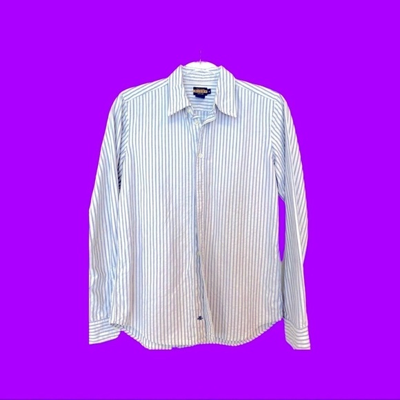𝅺RUGBY Ralph Lauren 6 Medium Small polo shirt button collar top blouse stripe - Picture 1 of 6